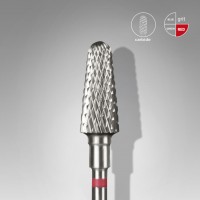 STALEKS Carbide nail drill bit, “frustum”, red, head diameter 6 mm/ working part 14 mm