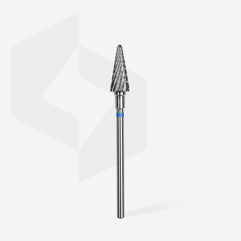 STALEKS Carbide nail drill bit, “cone” blue, head diameter 6 mm / working part 14 mm