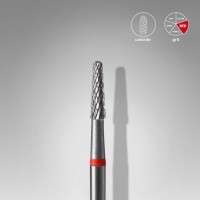 STALEKS Carbide nail drill bit, “cone” red, head diameter 2.3 mm / working part 8 mm